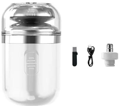 Mini Rasierer Herren,Tragbarer Elektrischer Mini-Rasierer,Capsule Razor,Intimrasierer Mann,2 in 1 Rasierer Herren Elektrisch mit Nasenhaartrimmer,Kapselrasierer,Nass-und Trockenrasierer (Weiß)