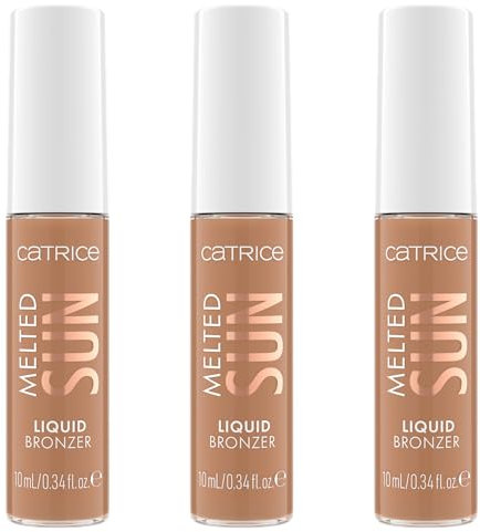 Catrice Melted Sun Liquid Bronzer, Nr. 015, Braun, langanhaltend, definierend, hochpigmentiert, natürlich, matt, vegan, ölfrei, ohne Parfüm, ohne Alkohol, 3er Pack (3x10ml)