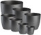 Tymar Blumentopf, 7er-Pack, ø 12/14/16/18/20/25/30 cm, Pflanzentopf aus Kunststoff, Moderne, matt, Runde Form (Graphit, SET7 (ø12-30))