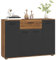 HOMCOM Sideboard Wohnzimmerschrank mit 4 Schränken, Schubladen und verstellbaren Regalen, ABM. 120 x 35 x 85 cm, braun und schwarz
