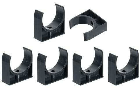 sourcing map 6Pcs PVC Water Pipe Clamps Clips, U-Shaped Tubing Hose Buckles, Irrigation Tube Holder for 63mm OD for TV Trays Tubing Hose Hanger Support Tubing, Black