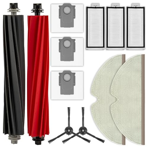 (12 pezzi) Q5 Pro Parti di ricambio compatibili con Roborock Q5 Pro/ Q5 Pro+/ Q8 Max/ Q8 Max+ Robot Aspirapolvere, Kit di accessori, 2 spazzole a rullo, 2 spazzole laterali, 3 filtri HEPA, 3 sacchetti