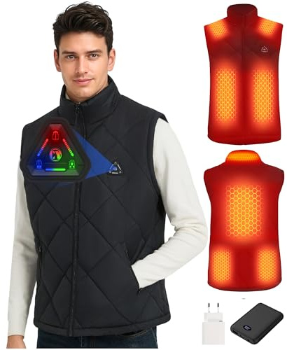 CYCYHEAT Gilet Chauffant Femme 7,4V, Veste Chauffante en Fibre de Carbone | Batterie 7,4V avec Chargeur 10W, Chauffage Carbone, Chauffe en 30 s, 3 Niveaux
