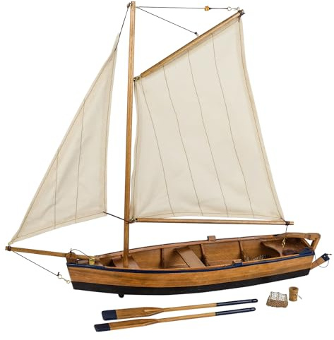 Sailingstory Fischerboot aus Holz, Ruderboot, Segelboot, Modell, nautische Stranddekoration, 45,7 cm