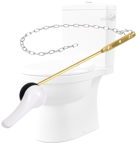 SynHHergyx Universal Front Mount Toilet Handles Flush Lever, Toilet Flush Handle Eeplacement Kit, Toilets Handle Replacement Kit with Stainless Steel Flapper Chain and Aluminum Alloy Arm, White