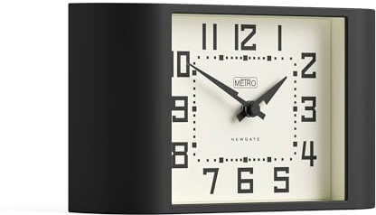 NEWGATE® Mini Metro Schreibtischuhr | Retro-kaminsimsuhr | Schwarz | Mid-Century-Stil für Schreibtisch, tischplatte, Regal oder nachttisch