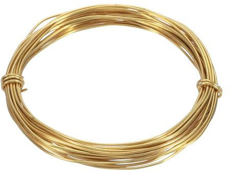 sourcing map 18 Gauge Brass Craft Wire, 20 ft Jeweler's Brass Wrapping Wire | Flexible Bendable Round Wire for Jewelry Making, DIY Crafts, Modeling, Decorations