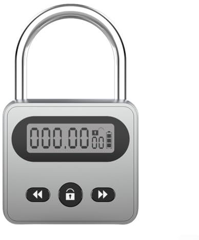 HOHOVYVY Digitale Zeitschloss,Aufladbares Smart-Zahlenschloss Mit LCD-Display Hintergrundbeleuchtung Timer Bis 99H 59Min Für Zuhause Oder Reisen(Silver)