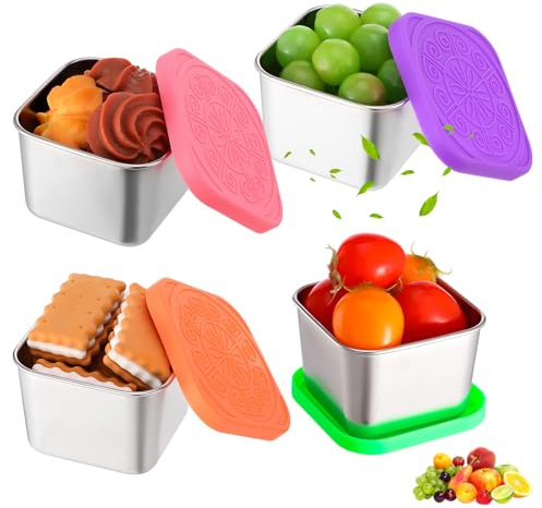 saerryor 4 Pcs Stainless Steel Snack Boxes with Lids 180ml