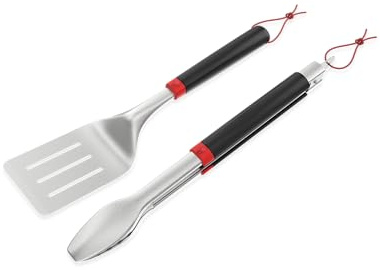 Weber Set di Utensili per Barbecue, 2 Pezzi, Composto da Pinza e spatola, Impugnatura Confortevole, Lavabile in lavastoviglie (3401326)