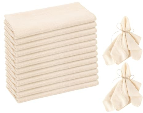 Tutamaz 12 Stück Stoffservietten Beige, 45x45cm Leinenservietten, Baumwolle Servietten Stoff, Tischservietten Stoff, Servietten Beige für Familienfeiern, Hochzeiten, Geburtstage