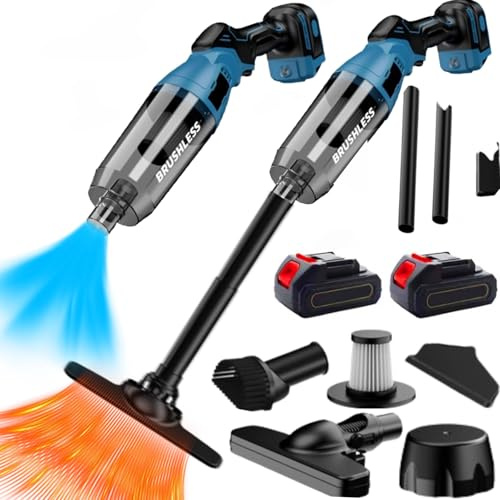 Multifunktionaler Staubsauger Kabellos mit 2 Batteries, 4-in-1 Starke 10000PA Akku Staubsauger für Makita Akku 18V, Tragbarer Handstaubsauger mit 750ML Staubbehälter für Tierhaare, Teppiche, Auto