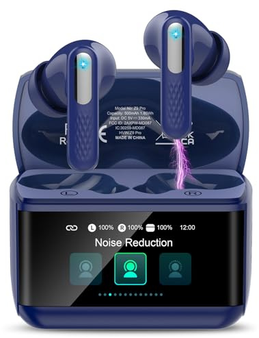 ZYHKON Wireless Earbuds, Bluetooth 5.4 Headphones In Ear with ANC/ENC Noise Cancelling, HiFi Stereo Bluetooth Ear buds with Multifunctional Touchscreen, 5 EQ Modes/IP7 Bluetooth Earphones, Deep Blue