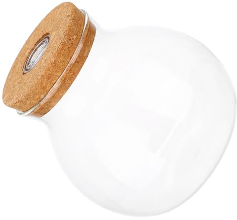 IMIKEYA Vase hydroponique de bureau avec couvercle en liège et lumière LED 15 cm x 16 cm Station de propagation des plantes en verre pour intérieur et extérieur