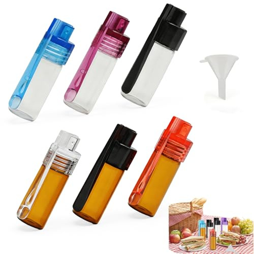 Ztolbriy Pulver Portionierer, 6-teiliges Pulver Portionierer Set mit Löffel und Trichter, Auslaufsichere Pulver Behälter für Milchpulver, Salz, Pfeffer, Wasserdichte Aufbewahrungsflasche für Camping