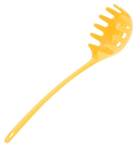 PHENOFICE Melamin Spaghettilöffel mit Löchern zum Abseihen von Nudeln und Suppen Gelb zum Kochen und Geburtstag