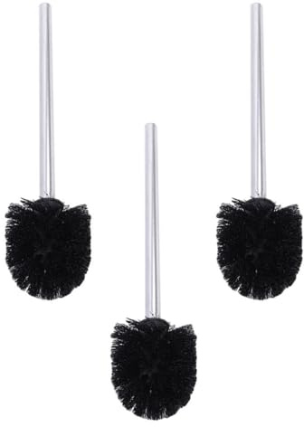 SHINEOFI 3 Pièces Têtes de Brosse pour Remplacement en Plastique Noir de Toilette Poils Fermes et Denses, Nettoyage pour Salle de Bain et Bureau