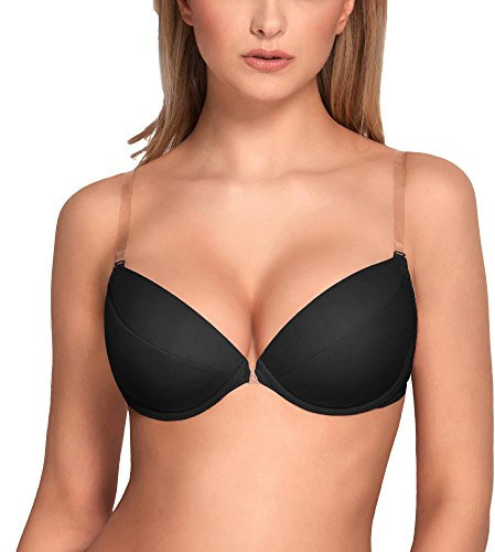 Vivisence Eve 1012 Elegante Reggiseno Push-Up Uniforme con Schiena Scoperta, Nero,2B