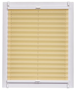Sunlines Plissee Made in Germany, Tageslicht, Crepes Uni Klemmfix, Weisse Schiene, Stoff, Gelb, 120 x 2.3 x 150 cm, 1 Einheiten