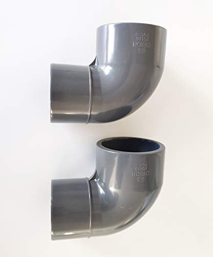 Lot de 2 Coudes PVC Pression 90° Male Femelle / 63mm intérieur vers 63mm extérieur intérieur PN16 / Piscine et arrosage