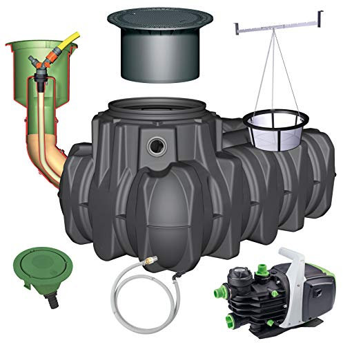 Graf Regenwasser-Flachtank Platin Regenwassertank Zisterne Wassertank Garten-Jet, 1.500 L PKW-befahrbar