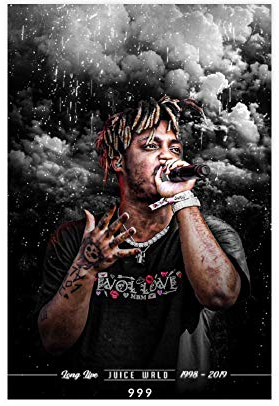 QZQZ Leinwand-Poster Hip Hop Rapper Juice Wrld 2, Wandkunst, Dekoration, Gemälde, für Wohnzimmer, Schlafzimmer, 40 x 60 cm, Ungerahmt