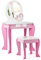COSTWAY Set Toeletta per Ragazza, Toeletta Trucco per Bambini con Sgabello, Specchio Staccabile e Cassetto, Postazione Trucco in Legno per Cameretta 49.5 x 35.5 x 89cm (Rosa)