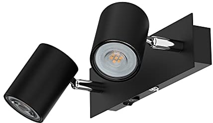 ledscom.de Wandspot WAIKA, zweiflammig, mit Schalter, schwarz matt, inkl. GU10 LED Lampen je 510lm warmweiß