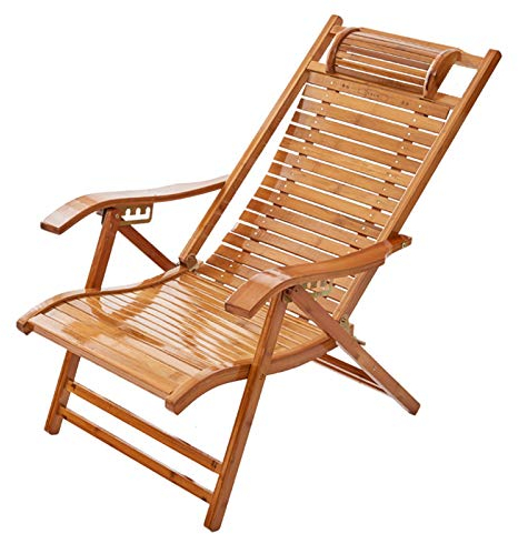 Liegestuhl Juan Sommer Bambus Liege,Balkon Klappbar Rückenlehne, 5 Positionen Verstellbare Sessel, Gartenrasen, Unterstützung 180kg