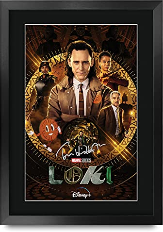 HWC Trading Loki Geschenke Gedrucktes Signiertes Autogramm Foto für Fans von Fernsehn Memorabilien - A3 Gerahmt