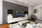 Furnitech Wohnwand Wohnzimmer | Hängend Wohnwand Modern | Wohnzimmer Schrankwand mit Regale und TV Schrank | Wohnzimmer Möbel ohne LED (Future 32-HG-BW4 1B)