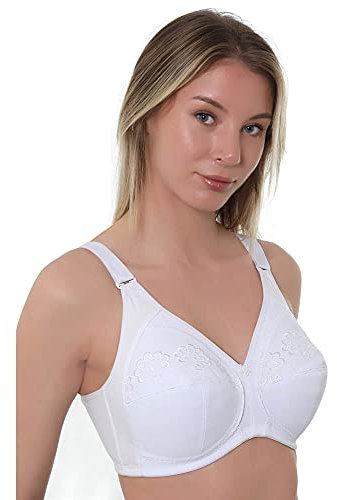 Gemm Ladies White Non Wire Cotton Rich Bra (42 DD, White)