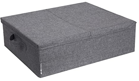 BIGSO Unterbett Aufbewahrungsbox – faltbare Box mit Griffen für Decken, Kleidung, Kissen, Spielzeug und mehr – Aufbewahrungslösung aus Polyester und Pappe – grau