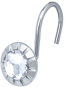 Ganchos de cortina de ducha de plata para baño, anillos de cortina de ducha con diamantes de imitación, ganchos decorativos a prueba de óxido, juego de 12