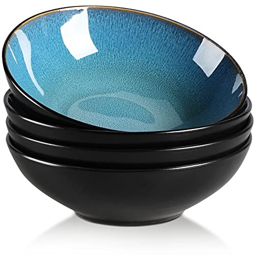 vancasso BUBBLE Ensaladera Cuenco Ramen 720ml, Bol Ensalada Porcelana, 4 Piezas Cuencos Para Sopa, 17.8cm Tazon Cereales - Aptos para Lavavajillas y Microondas, Verde