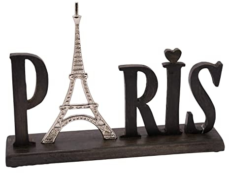Posiwio dekorativer Schriftzug Paris aus Mangoholz und Aluminium