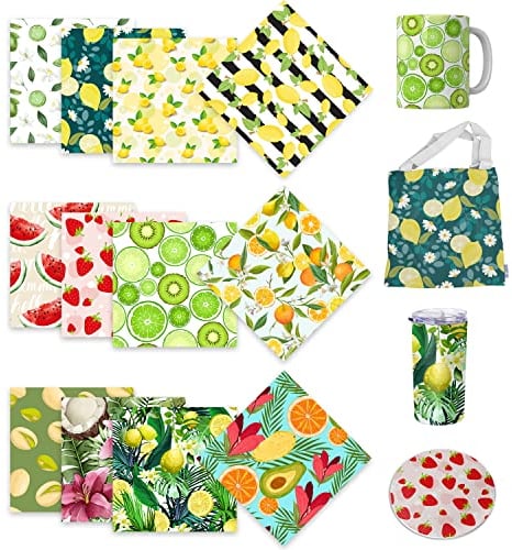 LUCKIGUCK Infusible Transfer Ink Sheets 12 Stück/Set, Vorgedrucktes gefärbtes Sublimationspapier 12X 12 Eisen auf T-Shirt und Tasse