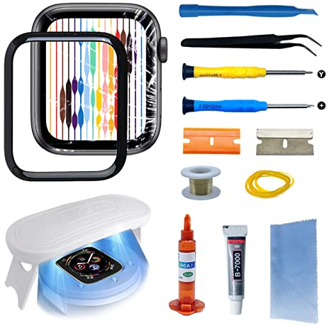 Agzssl Compatible with Apple Watch 4/5/6/SE/SE2 40mm Screen Replacement Front Lens LED Glass Replacement Repair Kit with Tools and Instructions (No LCD Screen)