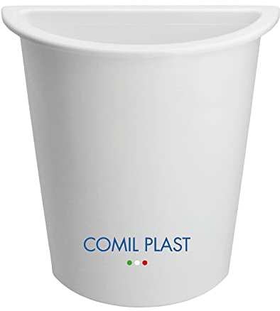 Comil Plast | Portafiori Interno in plastica per Vaso da cimitero Mezzaluna Colore Bianco | Lato 14 cm, Altezza 17 cm.