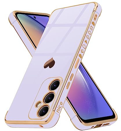 Urarssa for Samsung Galaxy A54 Case Cute Bling Plating Heart Design Cases Women Girls Shockproof Bumper Silicone Slim Protective Cover for Samsung Galaxy A54 5G, Purple