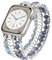 VISOOM Perlen Armbänder Kompatibel mit Apple Watch 46mm/42mm/44mm/45mm/49mm Glitzer Schmuck Armband iWatch Ersatzarmband Frauen Damen für Series SE/10/9/8/7/SE/6/5/4/3/2/1- Blau Silber