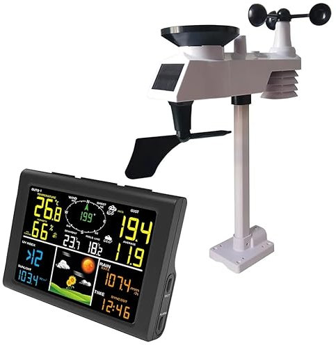 YuqiaoTime 0832 WiFi Forecast Wireless Weather Station With Anemometer Thermometer Weather Data Upload to weathercloud(0832)