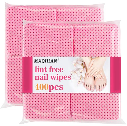 MAIQHAN 600 Lint Free Wipes for Nails - Lint Free Nail Wipes for Gel Polish Nail No Lint Nail Polish Varnish Gel Glue Remover Pads Nail Prep And Wipe Lint Free Pads for Eyes Nail Tech Supplies,Pink