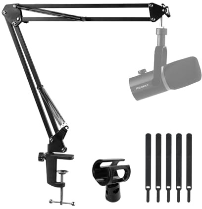 FEELWORLD AMS1 Bras de Microphone, Bras de Microphone ajustable avec vis de 3/8« à 5/8 », compatible avec PM1 et autres micros pour Podcast, Straming, Gaming Studio