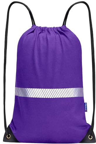 AYKRM Rucksack mit Kordelzug lila Turnbeutel Sportbeutel Gym Bag Mit Aussentasche Verstellbar Tunnelzug Gymsack