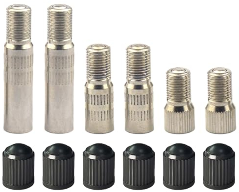 6 Pièces Pneu Valve Extension Adaptateur, Rallonges de Valve de Pneu, Rallonge de Pneu, Adaptateur d'extension de Valve, Pneu Valve Rallonge pour Scooter Voiture Camion Moto Vélo (19mm/25mm/39mm)