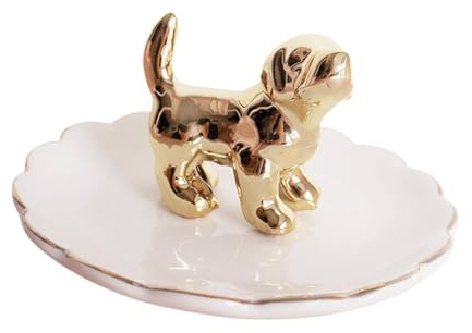 Harilla Ringhalter mit Hund, Ringständer mit Hund, Schmuckhalter, Tiere, Schmuck-Organizer, Schmuckaufbewahrungstablett, Ringschale für Halsketten und