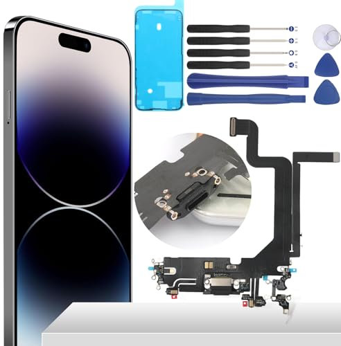 YHX-OU 6.7'' Ladebuchse Für iPhone 14 Pro Max Dock Connector Port Charger LadePort Mikrofon Audio Jack Flex Kabel + Waterproof Adhesive + Werkzeug
