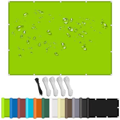 Sonnensegel Balkon Ohne Bohren,Wasserdicht Rechteckig,Seitenschutz Balkon Ohne Bohren inkl Befestigungsseile, UV-Schutz, Wetterfest für Garten Terrasse Grün 3.5x9m