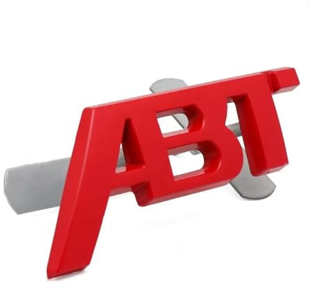 AQXYWQOL 3D Metall ABT Logo Frontgrill Auto Emblem Abzeichen Aufkleber Aufkleber Farbe ist konstant, verblasst Nicht und beschädigt(Red,8.2cm x 3.2cm)